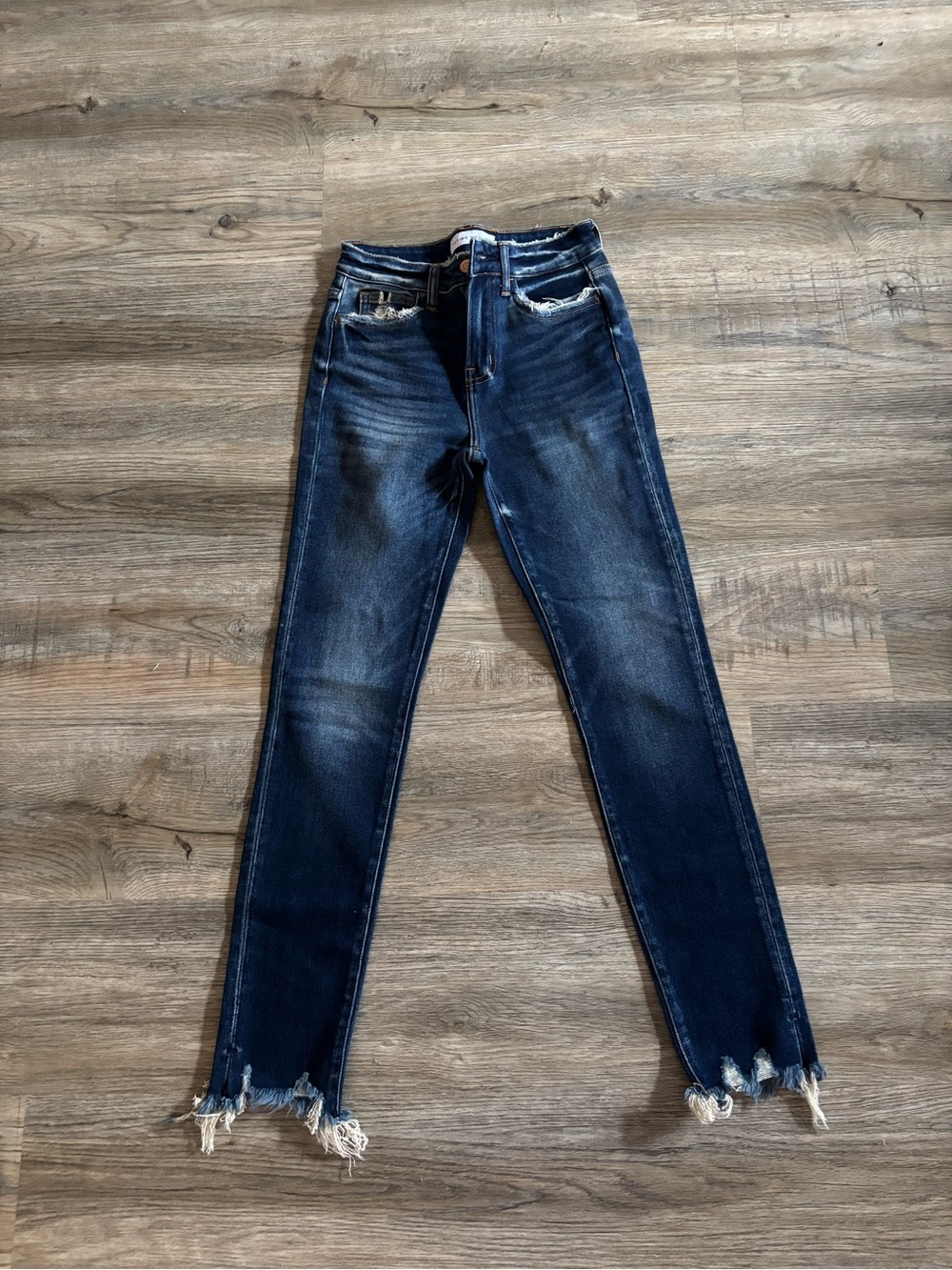 Flying Monkey Dark Blue Frayed Hem Skinny Jeans